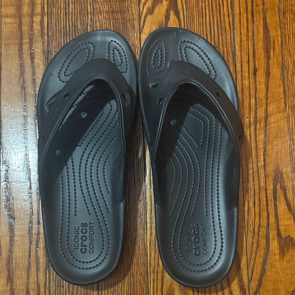 Crocs Black Comfort Slides | Men’s Size 10  | Black Croc Flip Flops